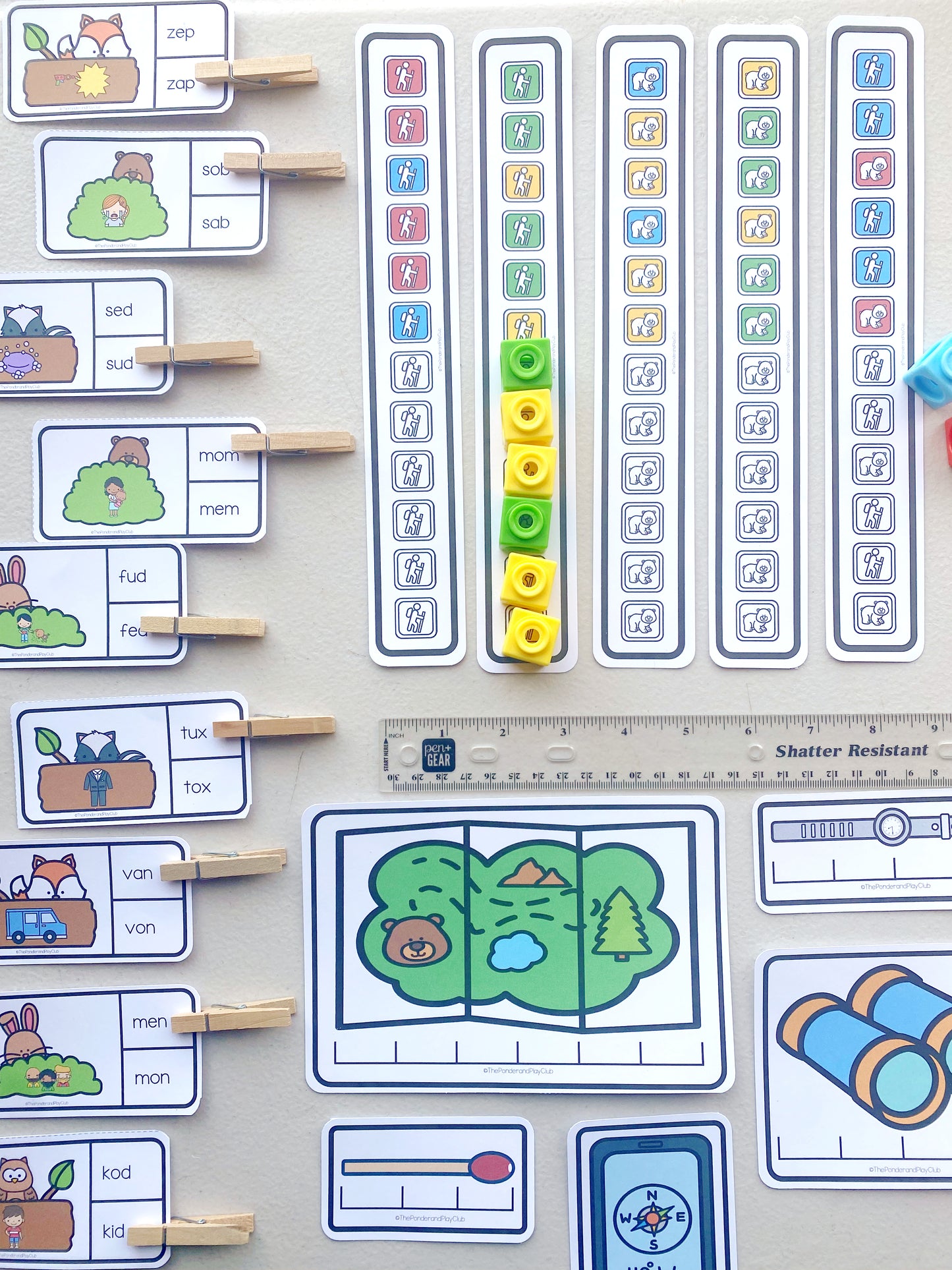 Spring Hike Phonics and Math Bundle