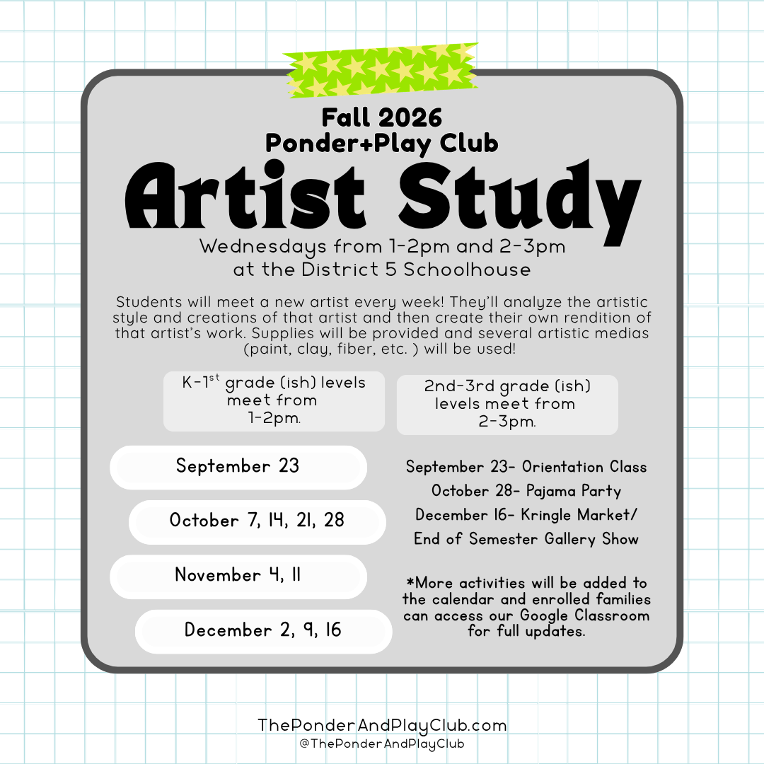 Artist Study: K-1st and 2nd-3rd(ish!)