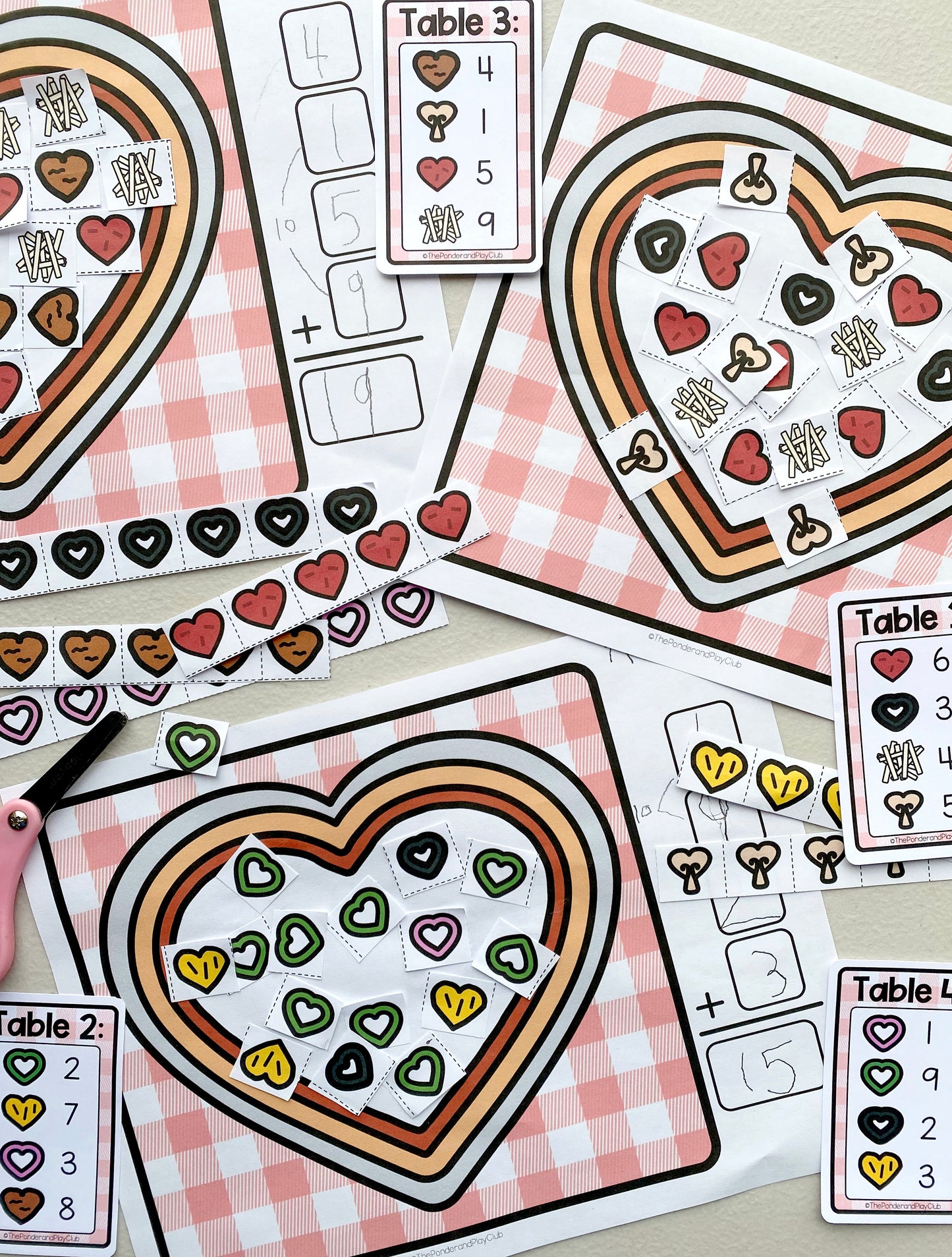 Heart Pizza Count+Cut Math