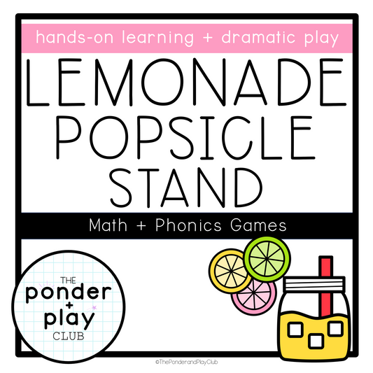 Lemonade Popsicle Stand Pretend Play, Phonics and STEM printable bundle